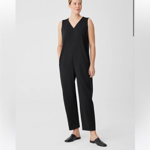 Eileen Fisher Cotton Blend Ponte Lantern Jumpsuit XS $198 - Picture 2 of 9